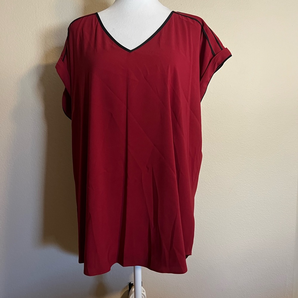 Express Red V-Neck Top